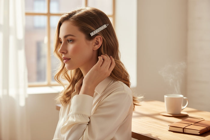 12 Pcs, Rhinestone Crystal Diamond Silver Metal Barrettes Hair Pins, Bobby Pins, Hair Clips.