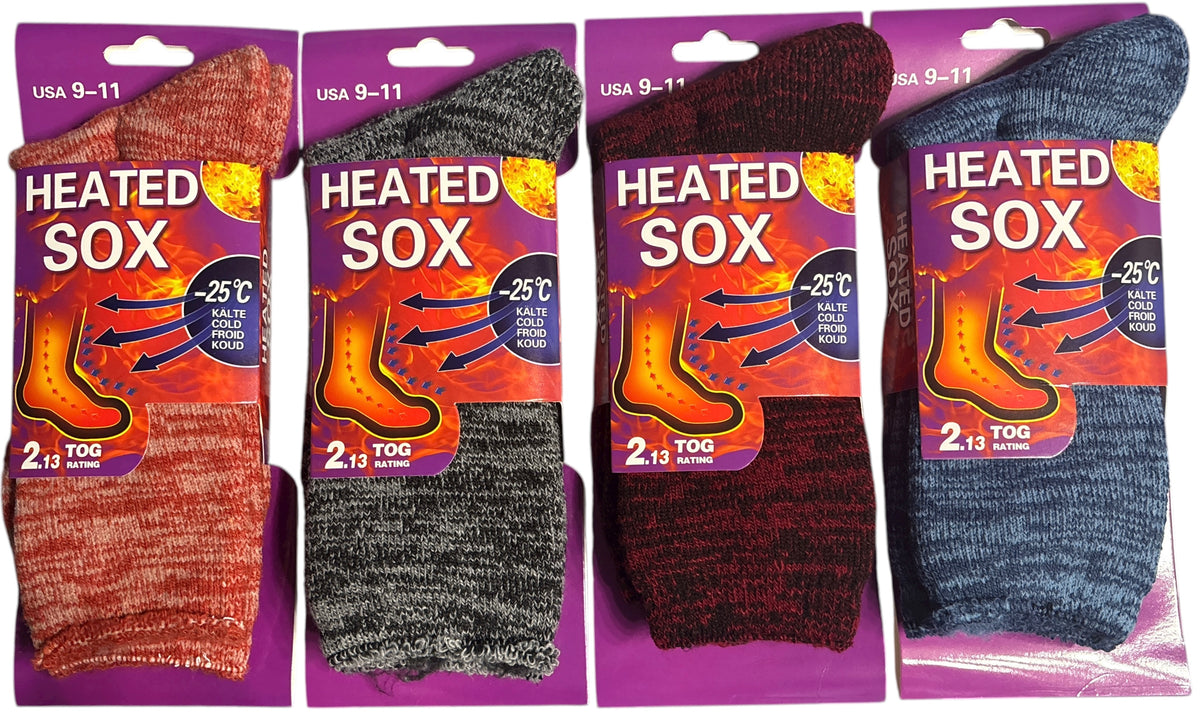 4 Pack Women's Heated Sox Socks Thick Thermal Socks Keeps Feet Warmer Longer 2.3 TOG Heat Rating Size: 9-11..