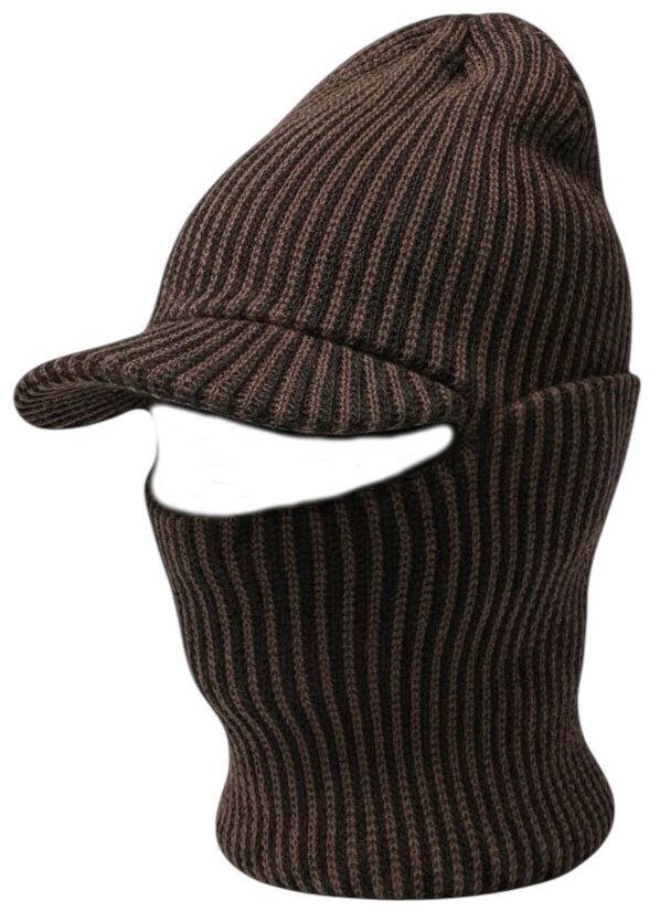 2 Pack Knitted Full Face Cover Knit Winter Ski Balaclava Beanie Cap with Visor Face Mask One Hole Winter Headwear for Men.