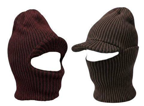 2 Pack Knitted Full Face Cover Knit Winter Ski Balaclava Beanie Cap with Visor Face Mask One Hole Winter Headwear for Men.