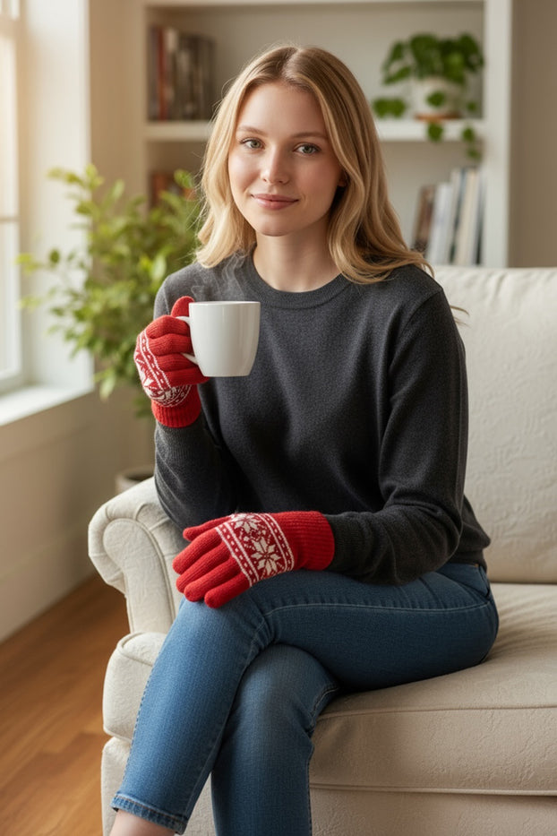 Winter Thermal Knitted Gloves for Women, 2 Pairs, 3.2 TOG Rating, Lining Warm Gloves for Cold Winter, Hand Protection.