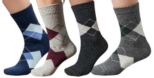 4 Pairs Thermal Faux Lambs Wool Crew Socks for Men Cold Weather Heavy and Warm Winter Socks Size: 10-13.