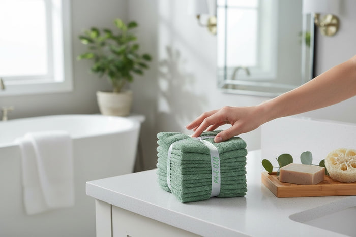 Washcloths, 18 Pack, 100% Ring-Spun Cotton Washcloths for Face, Body, and Hands. Design to Exfoliate. Extra Soft and Absorbent. Machine Washable. Size: 12 x 12 inches.