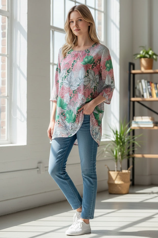Digital Printed Crape tunic, Short Kurti,  Multi color Soft and Breathable Top. - HP-20