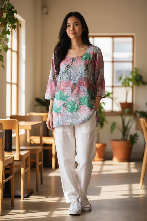Digital Printed Crape tunic, Short Kurti,  Multi color Soft and Breathable Top. - HP-20