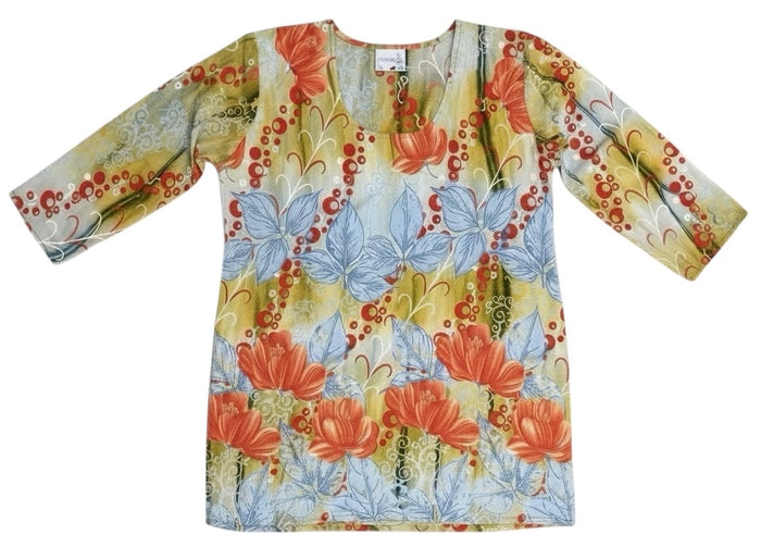 Digital Printed Crape tunic, Short Kurti,  Multi color Soft and Breathable Top. - HP-21
