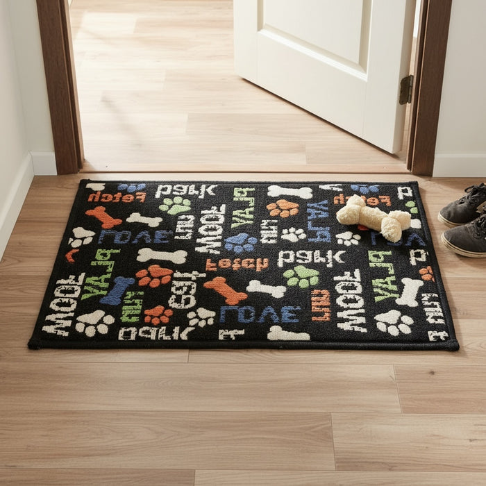 Pet Bowl Mats for Food and Water, Rectangle Non-Slip Cotton Backing with 5mm Foam Mat for Dogs and Cats, Size: 13” x 19”.