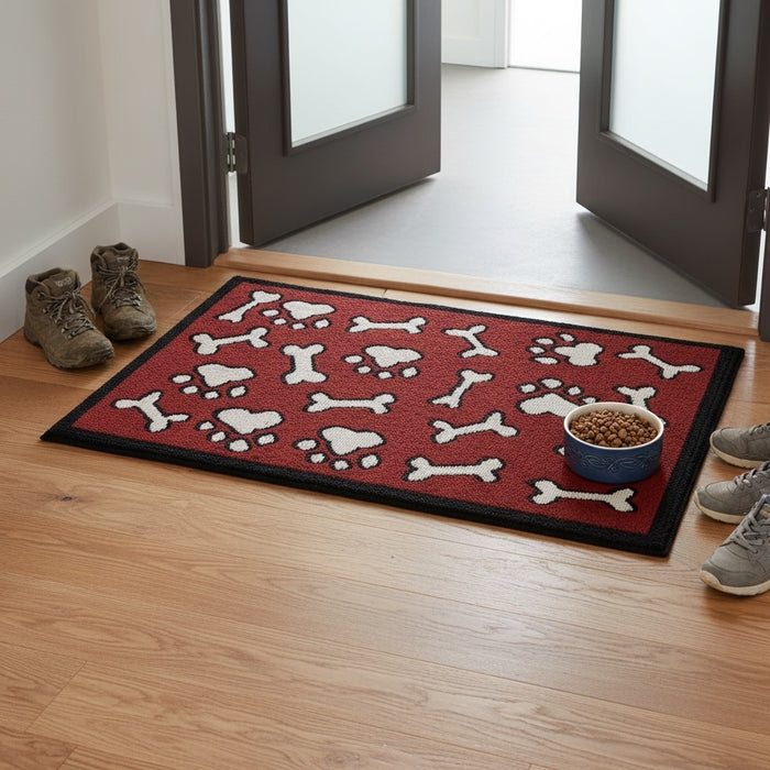 Pet Bowl Mats for Food and Water, Rectangle Non-Slip Cotton Backing with 5mm Foam Mat for Dogs and Cats, Size: 13” x 19”.
