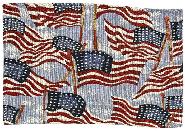 American Flag with Star Patriotic 4th of July Memorial Day, Independence Day Tapestry Placemats Set of 4, Kitchen Dining Table Décor 13" x 19".