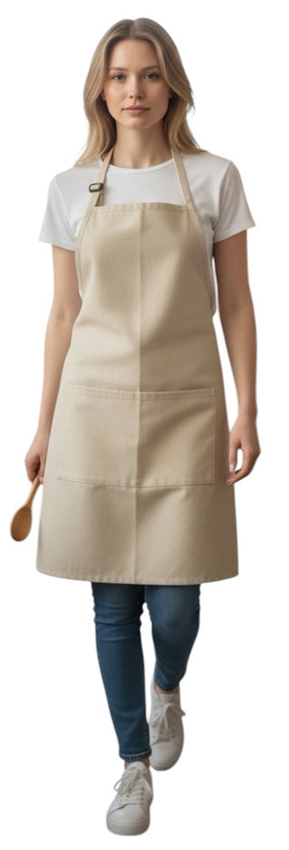 2 Pcs, 100% Cotton Unisex Large Apron with 2 Pockets, Heavy GSM - Adjustable Aprons Multi Purpose Use Size: 20” x 28” - 270 GSM.