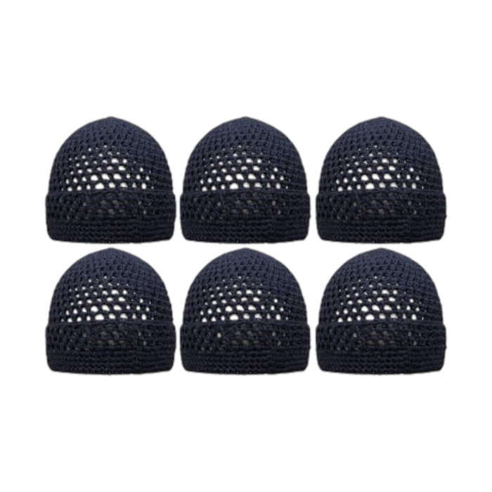 Knitted Stretchy Cotton Crochet Muslim Islamic Kufi Prayer Beanie Skull Caps for Men - One Size Fits Most.