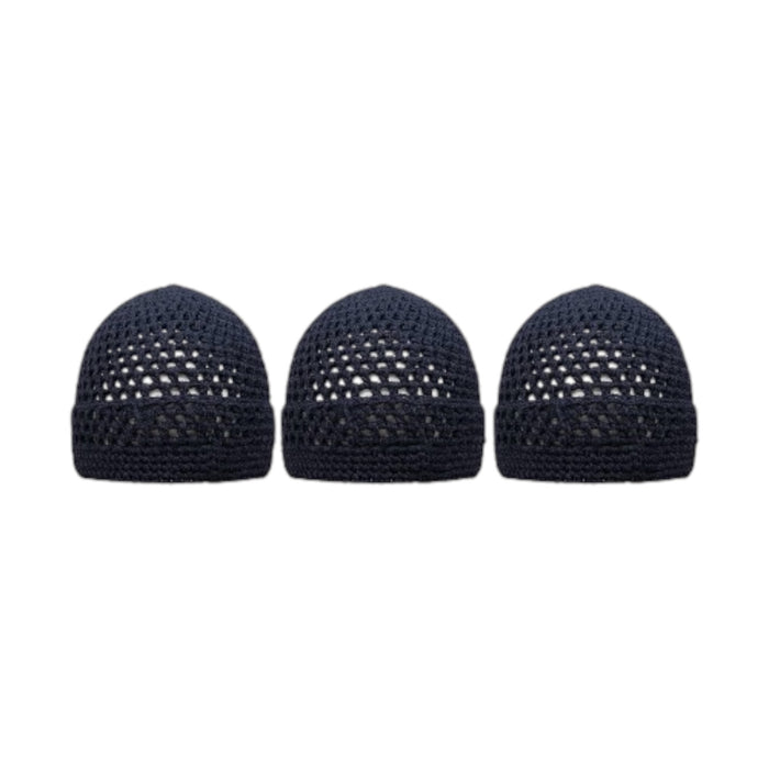 Knitted Stretchy Cotton Crochet Muslim Islamic Kufi Prayer Beanie Skull Caps for Men - One Size Fits Most.