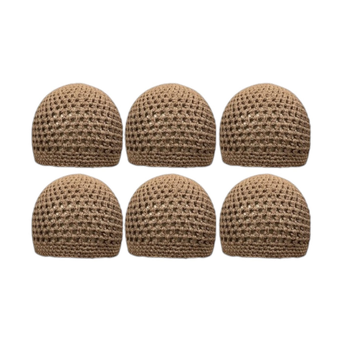 Knitted Stretchy Cotton Crochet Muslim Islamic Kufi Prayer Beanie Skull Caps for Men - One Size Fits Most.