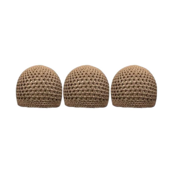Knitted Stretchy Cotton Crochet Muslim Islamic Kufi Prayer Beanie Skull Caps for Men - One Size Fits Most.