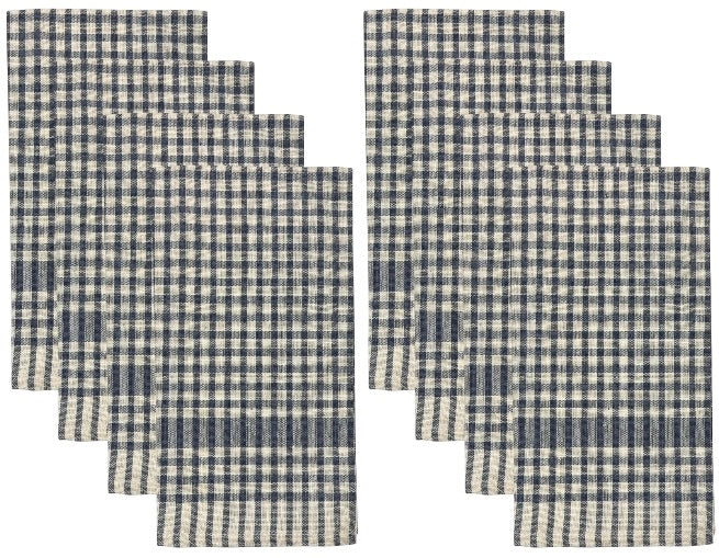 8 Packs, 100% Cotton Farmhouse Design Kitchen Towels Super Absorbent and Quick Dry, Reusable Kitchen towels Size: 15 x 25 Inches.