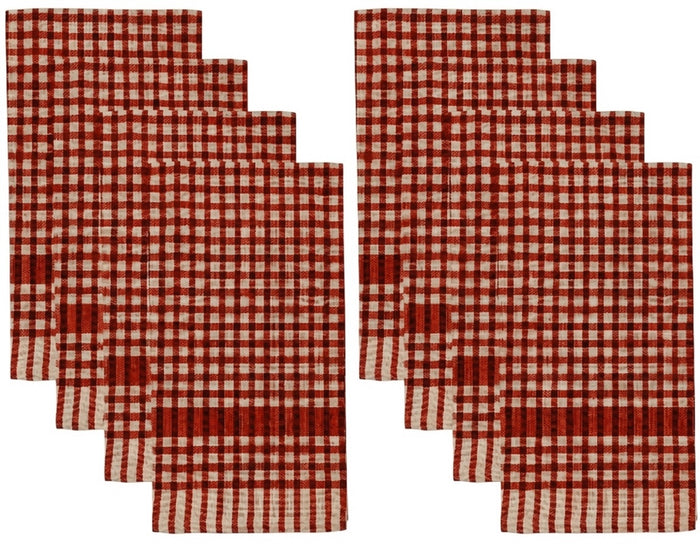 8 Packs, 100% Cotton Farmhouse Design Kitchen Towels Super Absorbent and Quick Dry, Reusable Kitchen towels Size: 15 x 25 Inches.
