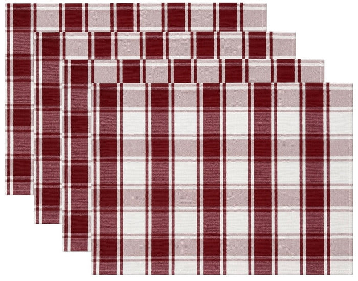 Farmhouse Buffalo Plaid Set of 4, Cotton Placemats for Kitchen Dining Table Mats, Easy to Clean, Machine Washable. Size: 13" x 19".