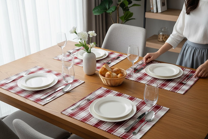 Farmhouse Buffalo Plaid Set of 4, Cotton Placemats for Kitchen Dining Table Mats, Easy to Clean, Machine Washable. Size: 13" x 19".