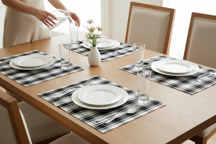 Farmhouse Buffalo Plaid Set of 4, Cotton Placemats for Kitchen Dining Table Mats, Easy to Clean, Machine Washable. Size: 13" x 19".
