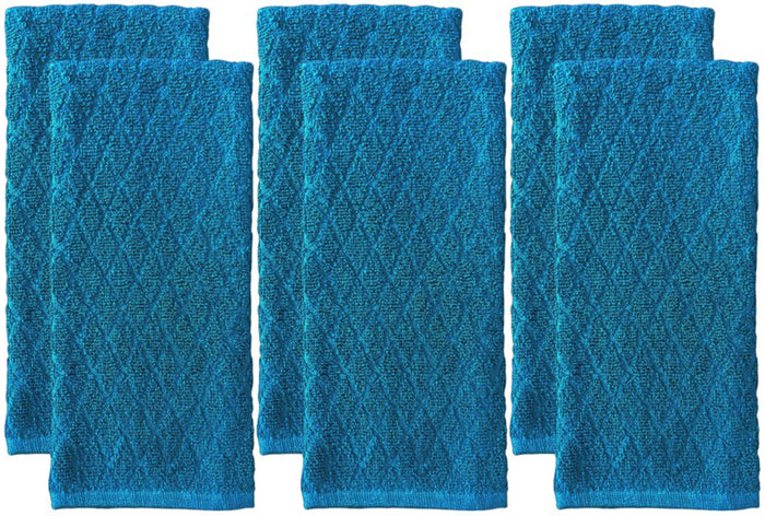 Premium Cotton Kitchen Towels Dish Towels Set of 6, Diamond Design Kitchen Towels 425 GSM, Soft and Highly Absorbent, Machine Washable Size: 16 x 26 Inch.