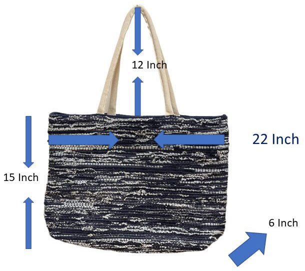 100% Cotton Extra Large Denim handmade Padded Handle tote Bag Perfect for Beach, Grocery, Fashion & Reusable, Machine Washable, Go Green SAVE EARTH. Design may vary from picture.