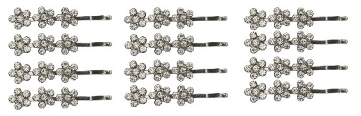 12 Pcs, Rhinestone Crystal Diamond Silver Metal Bobby Pins, Hair Clips, Hair Pins.