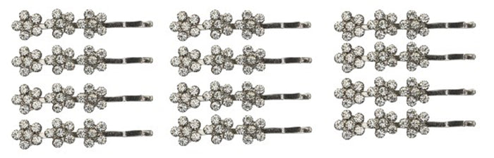 12 Pcs, Rhinestone Crystal Diamond Silver Metal Bobby Pins, Hair Clips, Hair Pins.
