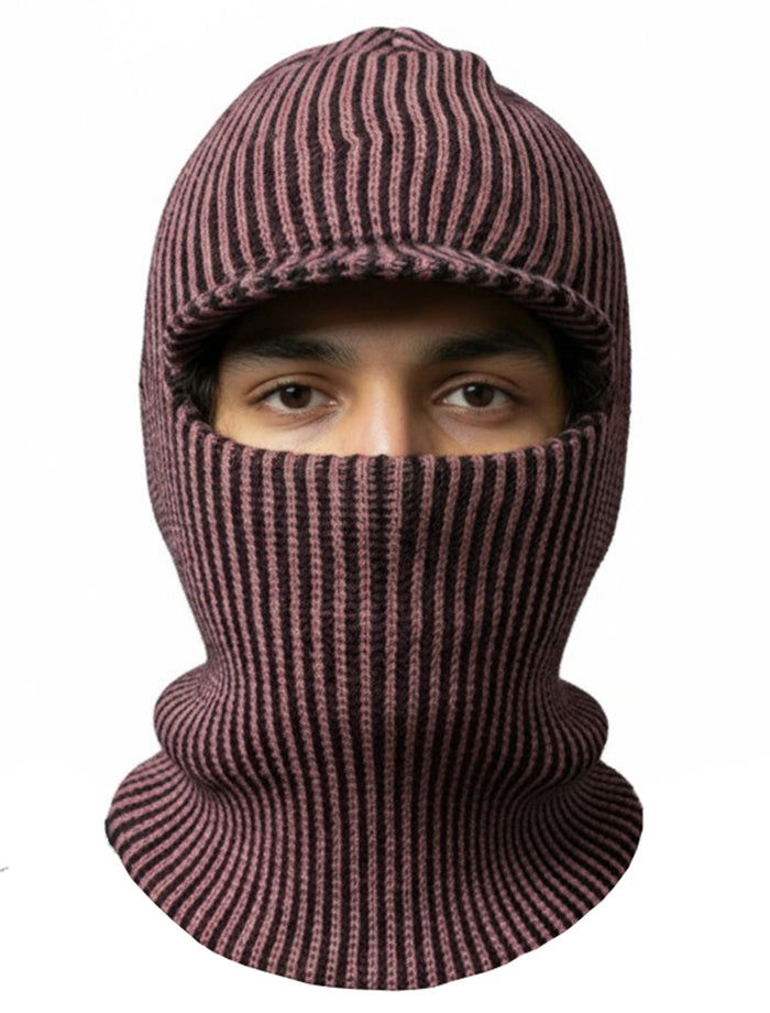 2 Pack Knitted Full Face Cover Knit Winter Ski Balaclava Beanie Cap with Visor Face Mask One Hole Winter Headwear for Men.