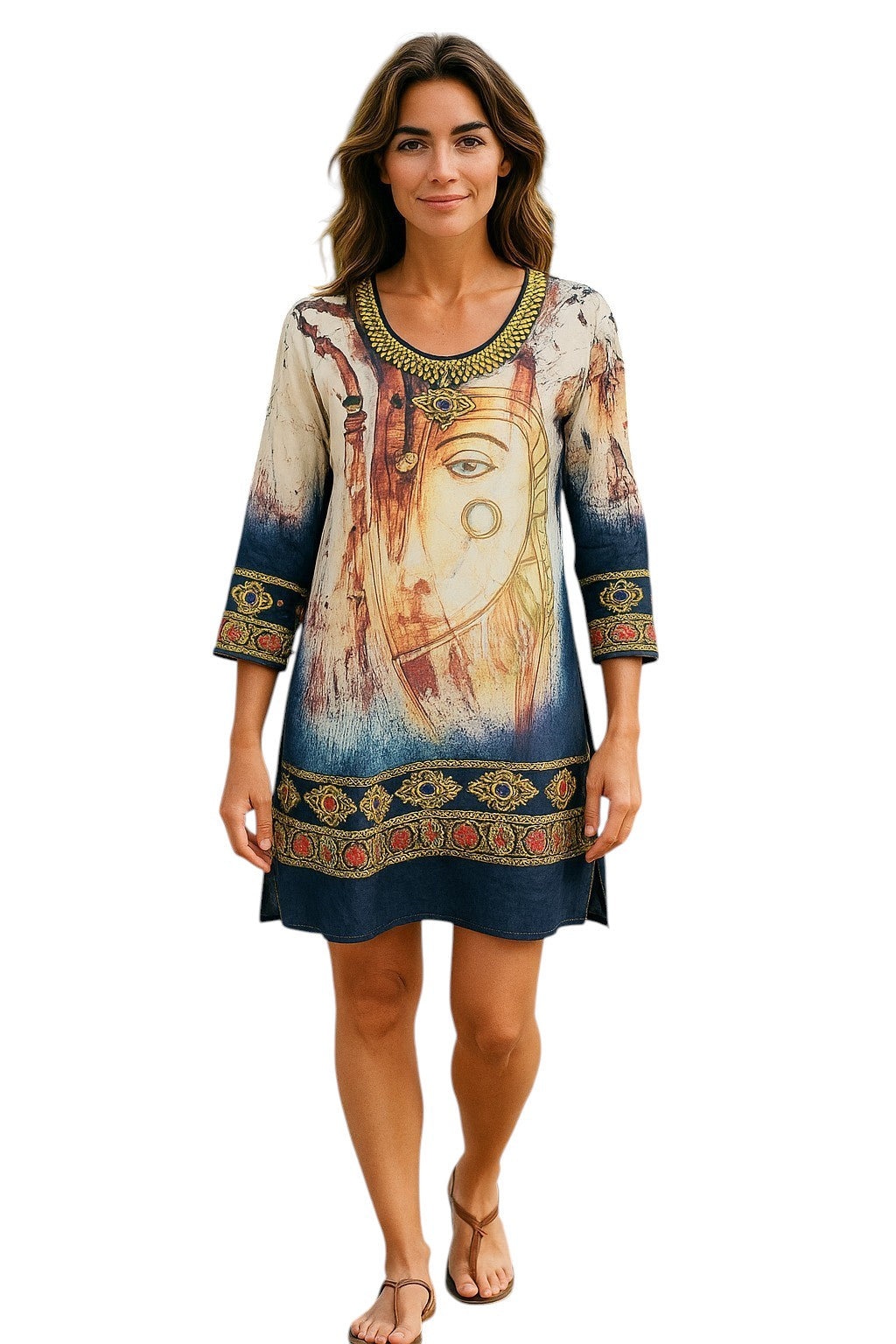 Digital Printed Pure cotton tunic, Multi color, Short Kurti, Soft and Breathable Top. - 1083-L