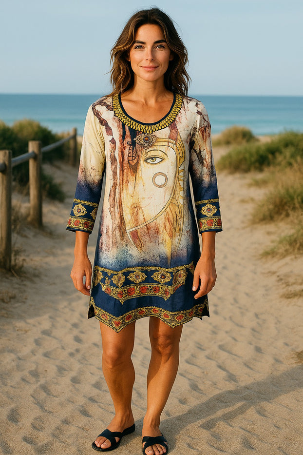 Digital Printed Pure cotton tunic, Multi color, Short Kurti, Soft and Breathable Top. - 1083-L