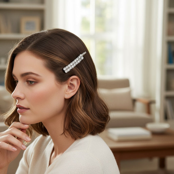 12 Pcs, Rhinestone Crystal Diamond Silver Metal Bobby Pins, Hair Clips, Hair Pins.