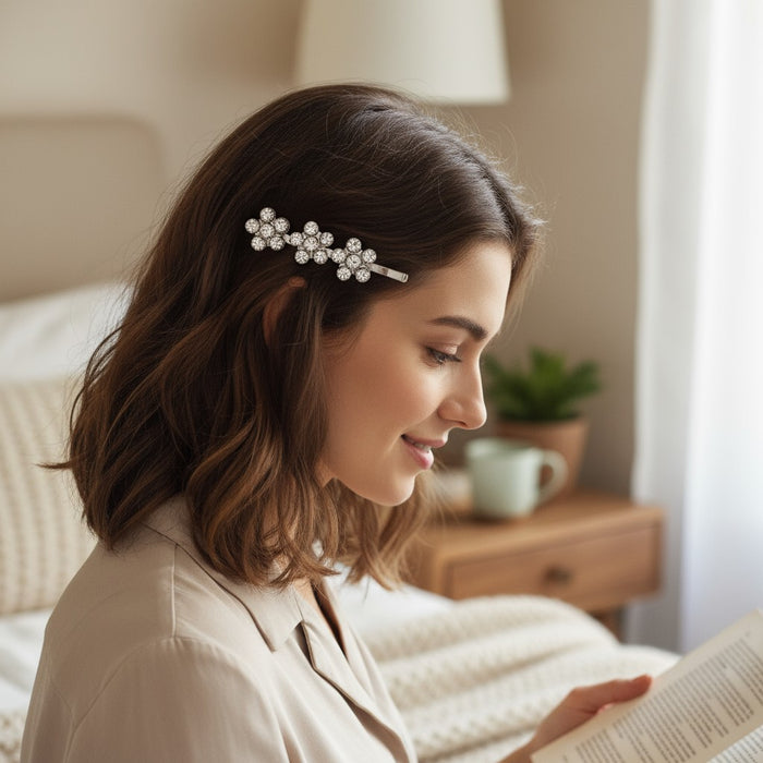 12 Pcs, Rhinestone Crystal Diamond Silver Metal Bobby Pins, Hair Clips, Hair Pins.