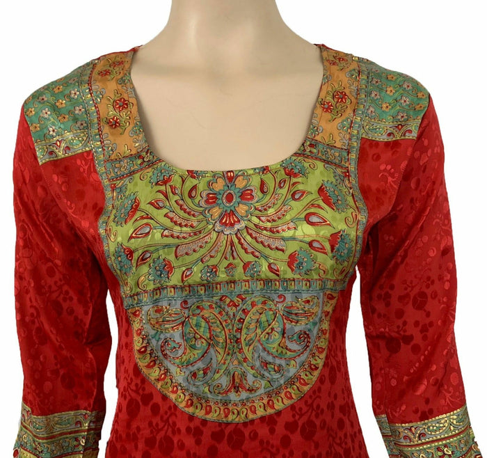 Women’s Printed Long Sleeves Crepe Kurti Tunic tops 1035-LM