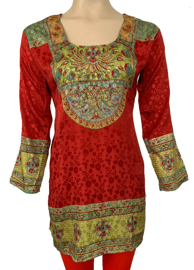 Women’s Printed Long Sleeves Crepe Kurti Tunic tops 1035-LM