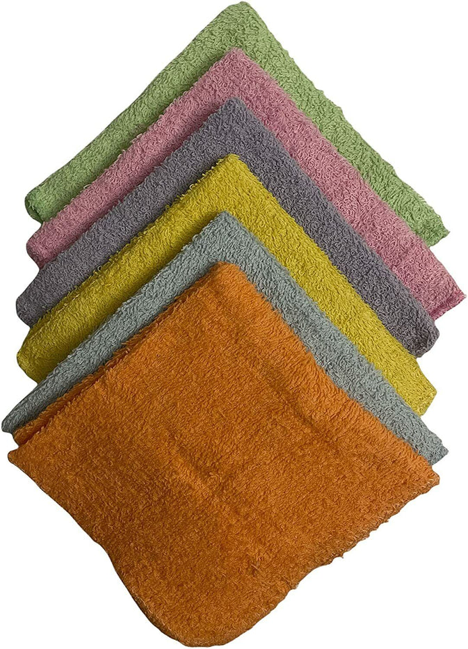 12 Pack, 100% Cotton wash Cloth, Extra Soft, Highly Absorbent, Machine Washable Size 12" X 12", Assorted Colors - Color May Very.