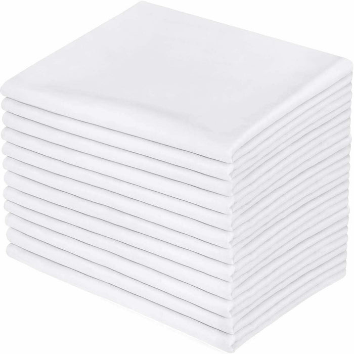 White Standard / Queen Pillowcases Set of 12, Percale Heavy Quality Pillowcase with 180 Thread Count, Elegant Double Stitched Tailoring Pillowcases Size: 20 x 30 Inch.