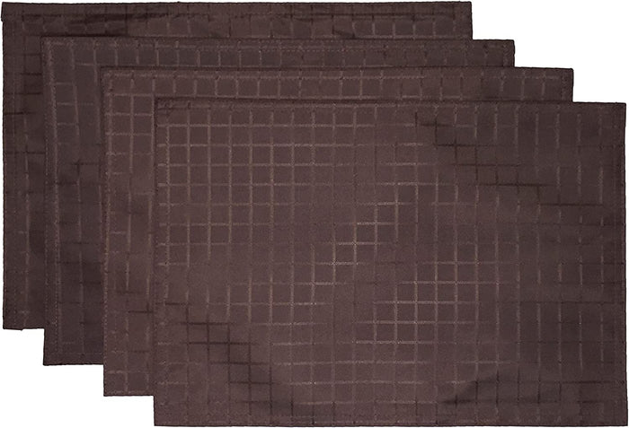 Set of 4, Solid Grid Fused Design Reversible Placemat for Kitchen Dining Table Mats, Easy to Clean, Machine Washable. Size: 13" x 19".