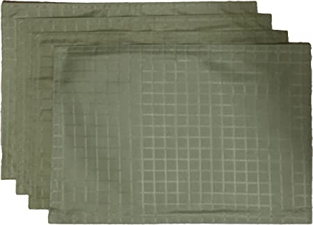 Set of 4, Solid Grid Fused Design Reversible Placemat for Kitchen Dining Table Mats, Easy to Clean, Machine Washable. Size: 13" x 19".