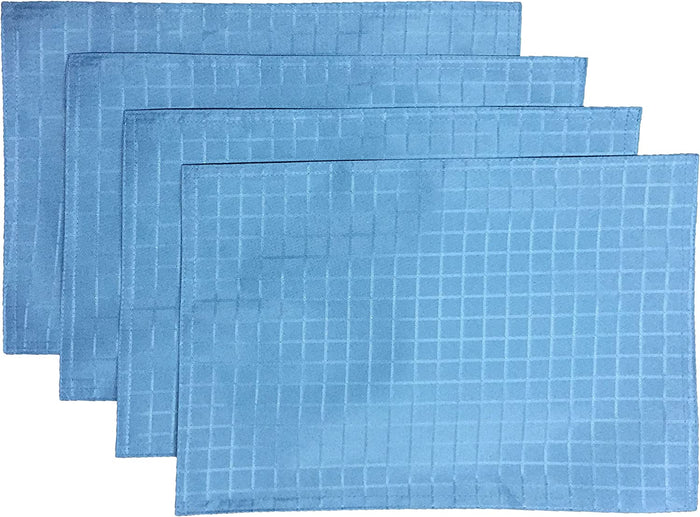 Set of 4, Solid Grid Fused Design Reversible Placemat for Kitchen Dining Table Mats, Easy to Clean, Machine Washable. Size: 13" x 19".