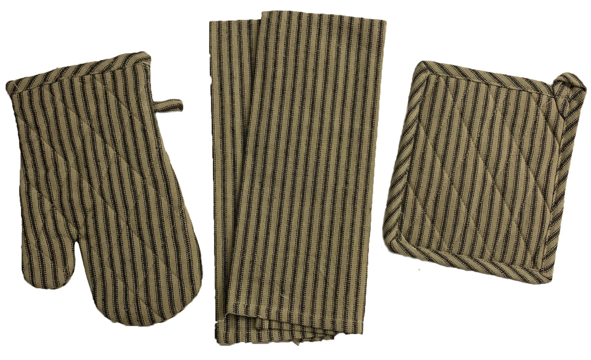 Set of 6, 100% Cotton Farmhouse Country Kitchen Linen Set, Included 4 Kitchen Towel, Ovenmitt, Potholder.