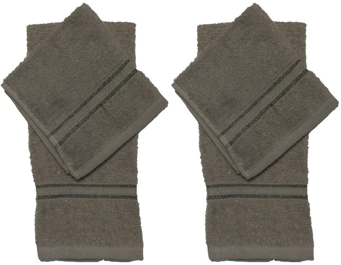 Set of 4, 100% Ring Spun Cotton Kitchen Towel 2 Hand Towel Size: 16" x 25", 2 Washcloths Size:12" x 12". Highly Absorbent, Maximum Softness and Machine Washable.