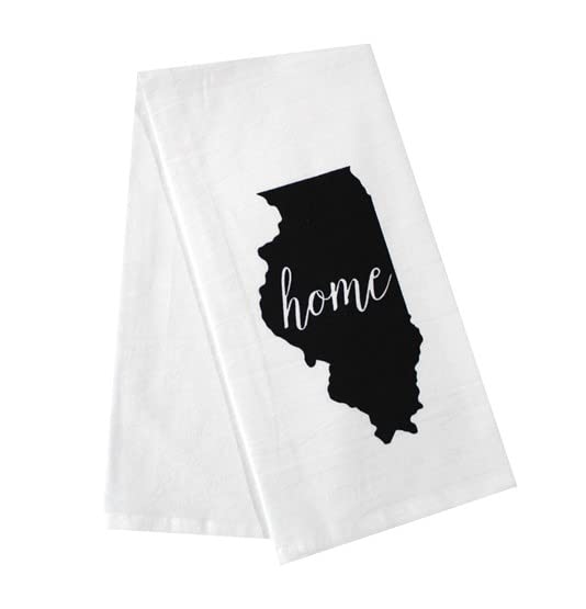 2 Pcs, 100% Cotton Lllonois State Flour Sack Printed Kitchen Towels with Sentiments Home. Size: 20" X 28". Inspired by The State WE Call Home.