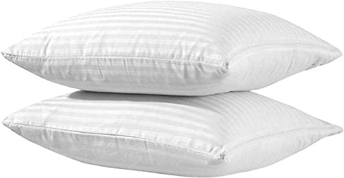 2 Pack, 100% Cotton 400 Thread Count Pillow Protector Zippered Pillow Encasement.