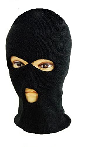 Petal Cliff 3 Pack, 3 Hole Balaclava Beanie Full Face Cover Winter Hat for Men and Women - One Size fits All. Black