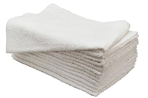 Petal Cliff White Terry Cotton Blend Economy Soft and Absorbent Hand Towels Daily Usage Ideal for Salon, Gym, Hotel Multi-Purpose Used. (12, 12 x 12 Inch)