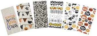 Set of 6, 100% Cotton Halloween Decorative Flour Sack Towels, Halloween Kitchen