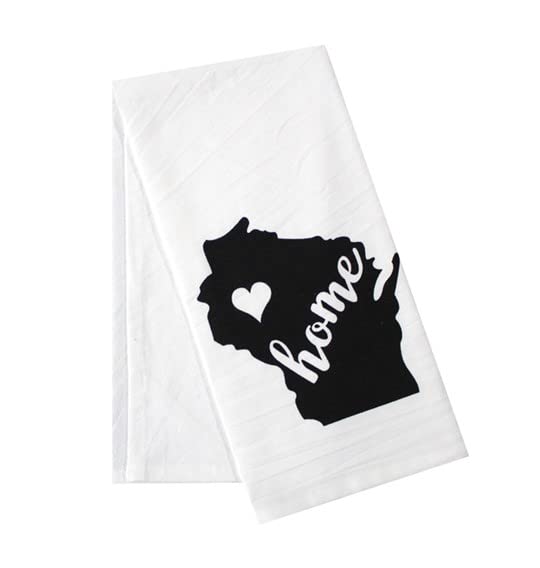 2 Pcs, 100% Cotton Wisconsin State Flour Sack Printed Kitchen Towels with Sentiments Home. Size: 20" X 28". Inspired by The State WE Call Home.