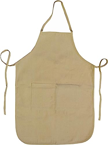 3 Pcs, 100% Cotton Adult Large Apron with 2 Pockets, Aprons Perfect for Artists, Kitchen, Community Events, Restaurant, Waitress, Birthday Parties, Baby Showers. Size: 20” x 28” - 270 GSM.