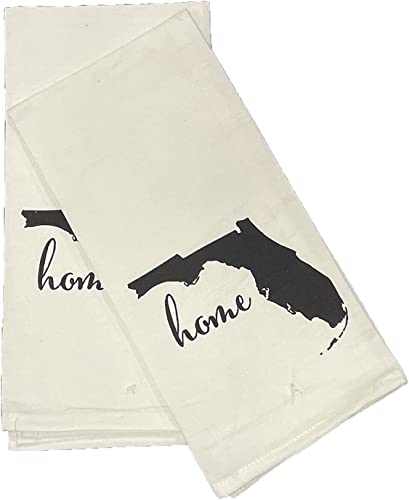 2 Pcs, 100% Cotton Florida State Flour Sack Printed Kitchen Towels with Sentiments Home. Size: 20" X 28". Inspired by The State WE Call Home.