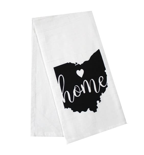 2 Pcs, 100% Cotton Ohio State Flour Sack Printed Kitchen Towels with Sentiments Home. Size: 20" X 28". Inspired by The State WE Call Home.